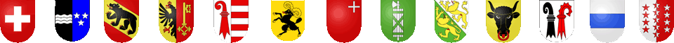 Swiss Coat of Arms representing various popular cities in Switzerland are displayed on each door